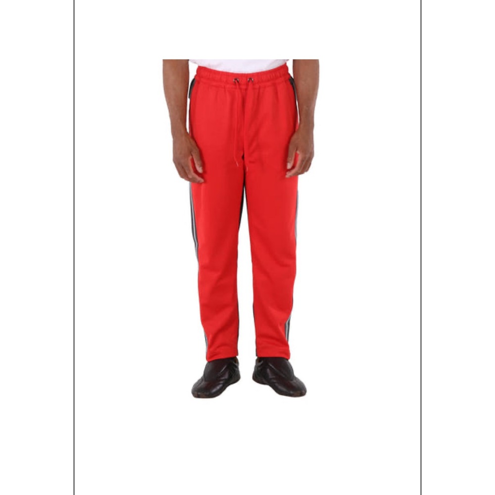 Burberry Mens Track Pants Bright Red Side Stripe Casual Joggers Size M